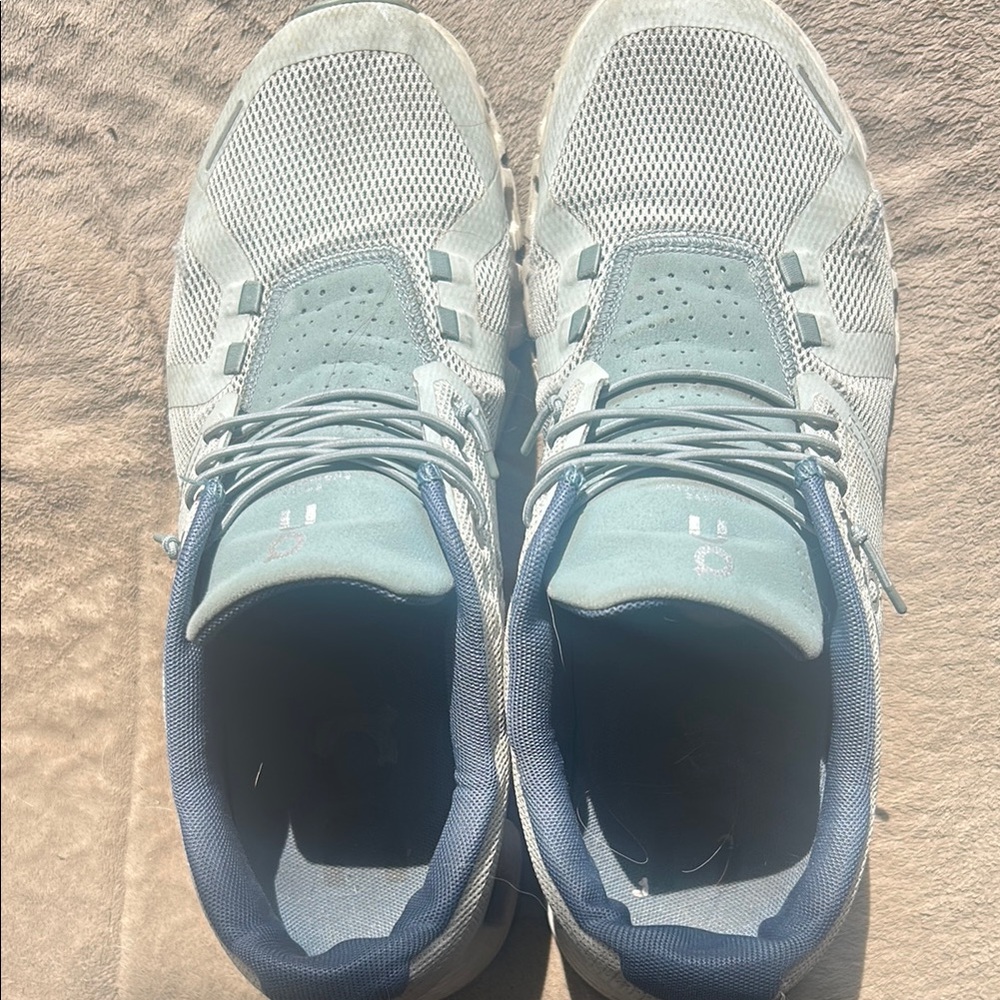 On Running Cloud Sneakers in Light Blue and White